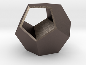 Hollow regular dodecahedron in Polished Bronzed-Silver Steel