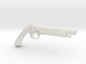 7-8 inchs Action Figure Flintlock Pistol in White Natural Versatile Plastic