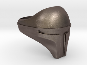 Mandalorian helmet ring in Polished Bronzed-Silver Steel