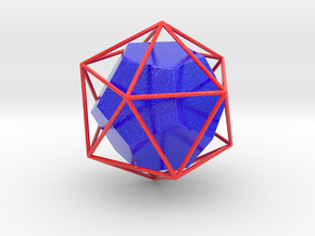 Colored Dual Solids Icosahedron-Dodecahedron in Smooth Full Color Nylon 12 (MJF)