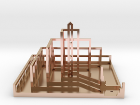 Phi Pyramidal Labyrinth in 14k Rose Gold Plated Brass: Extra Small