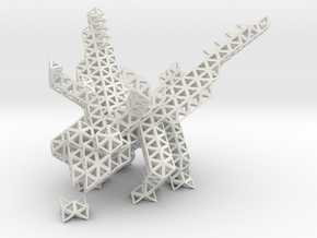 Tetrahedral dragon guarding her egg in White Natural Versatile Plastic: Extra Small