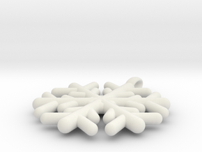 Snow flake pendent / Key chain in White Natural Versatile Plastic