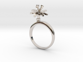Ring with one small flower of the Chicory in Rhodium Plated Brass: 7.25 / 54.625