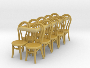 1:48 Bentwood Chairs (Set of 10) in Tan Fine Detail Plastic