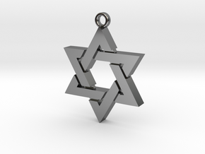 Star of David, Double Sided, 29mm across. in Fine Detail Polished Silver