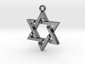 28mm wide Star of David Rounded in Fine Detail Polished Silver
