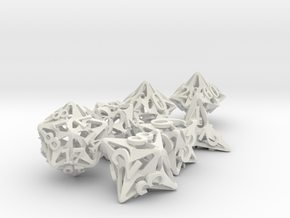 Pinwheel Dice Set with Decader in White Natural Versatile Plastic