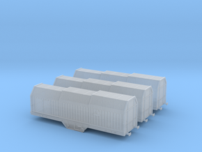 T Gauge - 1:450 Scale Telescopic Hood Wagon x 3 in Clear Ultra Fine Detail Plastic