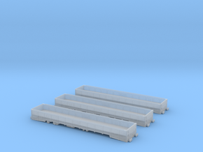 T Gauge - 1:450 Scale JNA Wagons x 3 in Clear Ultra Fine Detail Plastic