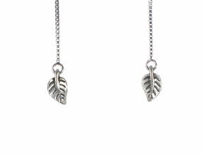 Tiny Leaf Earrings in Antique Silver