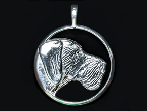 German Wirehaired Pointer Pendant in Polished Silver