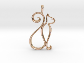 Cat Pendant Necklace in 14k Rose Gold Plated Brass