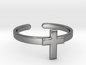 Ring mit Kreuz Größe 50 (DE)  in Polished Silver: 5.5 / 50.25