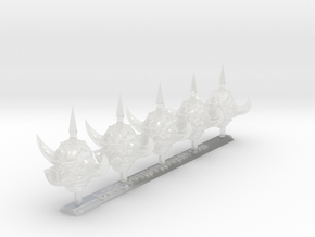 Warped-Donnero Horned Helms in Clear Ultra Fine Detail Plastic: Small