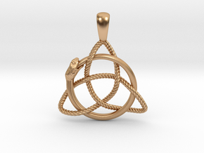 Trinity Knot with Ouroboros Pendant in Polished Bronze