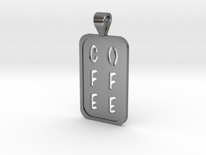 Coffee Pendant in Polished Silver