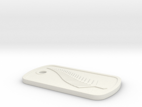 Dog Tag with embosed NZ Fern Leaf in White Natural Versatile Plastic