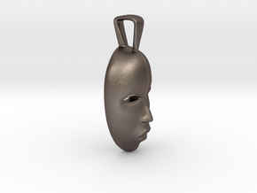 Jewelry African Dan Mask Pendant in Polished Bronzed-Silver Steel
