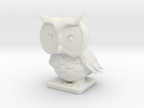 Owl Figurine in White Natural Versatile Plastic