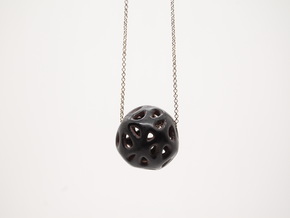 Pierced Sphere Pendant in Black Natural Versatile Plastic
