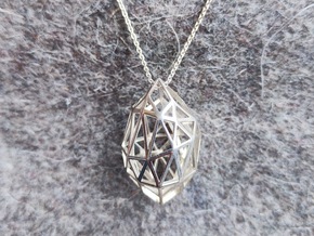 Geometric pendant 'Rough Diamond' (small) in Polished Silver
