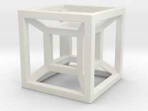 4D Cube in White Natural Versatile Plastic