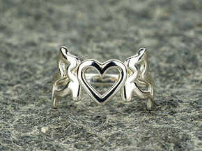 Swedish Dala horse heart ring in Polished Silver: 7 / 54