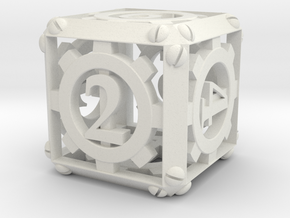 Steampunk d6 in White Natural Versatile Plastic