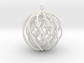 Suspended Icosahedron Ornament in White Natural Versatile Plastic