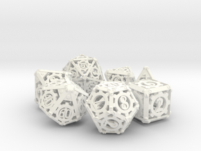 Steampunk Dice Set in White Processed Versatile Plastic