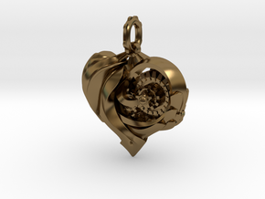 Inner workings Mech-Organic Heart in Polished Bronze
