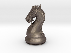 Knight Chess Piece in Polished Bronzed Silver Steel