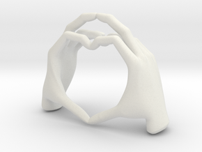 Hand-heart-5.2cm in White Natural Versatile Plastic
