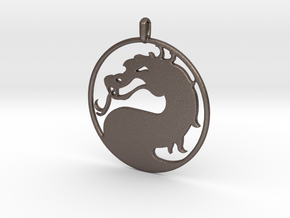 Mortal Kombat Logo - Necklace in Polished Bronzed Silver Steel