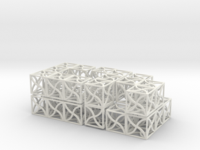 Twirl cubed puzzle (all parts)  in White Natural Versatile Plastic