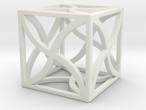Cube "Twirl" 1"x1"x1" in White Natural Versatile Plastic
