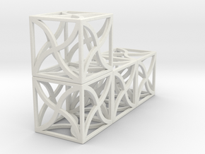 Twirl cubed puzzle single part #4 in White Natural Versatile Plastic
