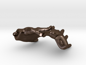 Hand Heart w/ Chain Loops in Polished Bronze Steel