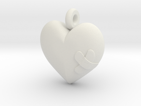 Wounded Heart Pendant in White Natural Versatile Plastic