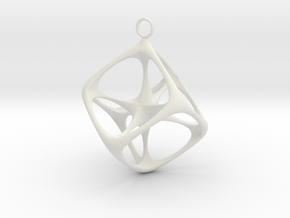 Soft Tesseract Pendant in White Natural Versatile Plastic