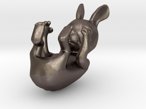 Tiny Rabbit in Polished Bronzed Silver Steel