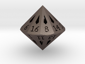 22 Sided Die - Small in Polished Bronzed Silver Steel