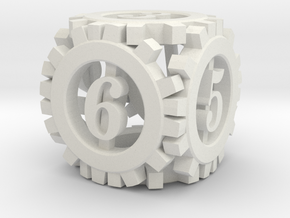 Steampunk Gear d6 in White Natural Versatile Plastic