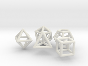 Platonic Solids Set in White Natural Versatile Plastic
