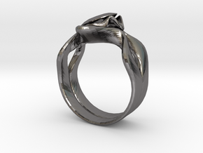 Lotus Ring in Polished Nickel Steel