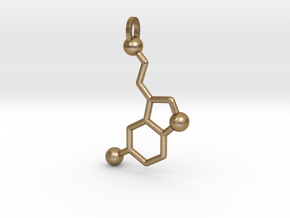 Serotonin Molecule in Polished Gold Steel