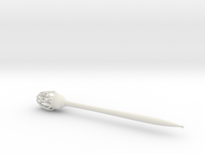 Hairstick with Blossom in White Natural Versatile Plastic