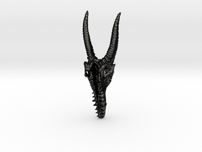Ancient Dragon Skull Pendant in Matte Black Steel