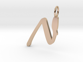 N Classic Script Initial Pendant Letter  in 14k Rose Gold